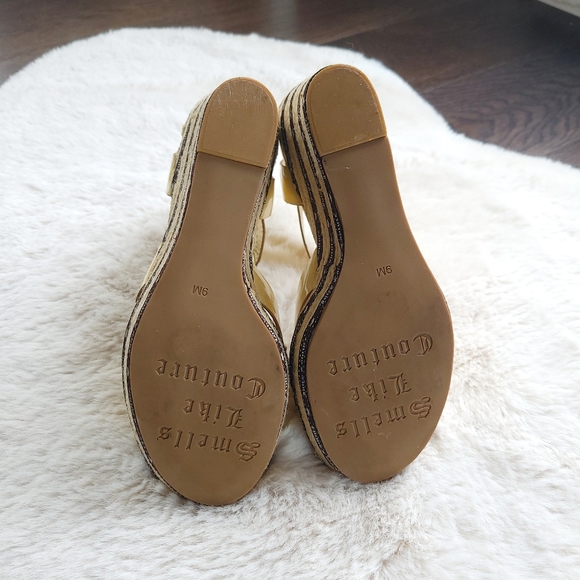 Juicy Couture Y2K Patent Leather Platform Hearts Espadrille Lemon Yellow Wedge - Picture 10 of 10